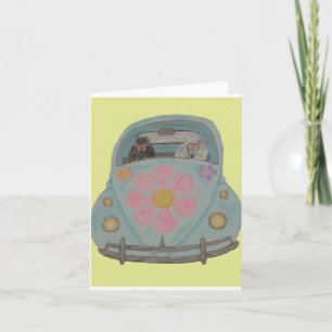 Invitation Hippie Caniches dans leur voiture d'amour Flower C