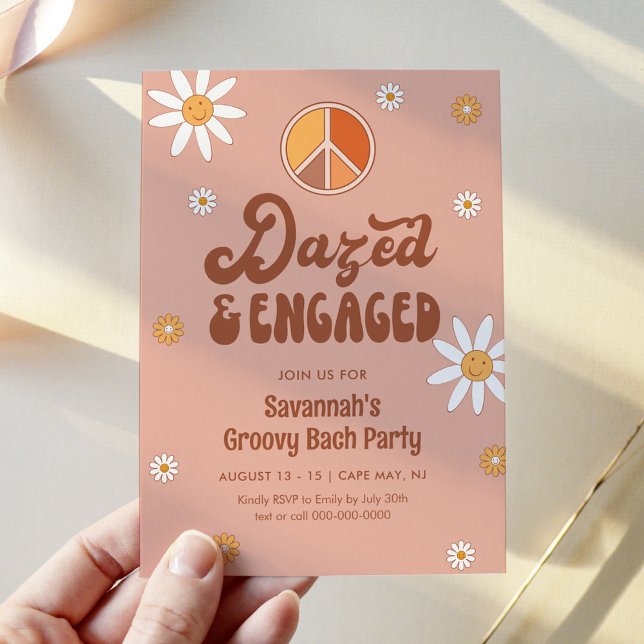 Invitation HIPPIE DAZE Dazed & Engagé Bachelorette Party (Créateur téléchargé)