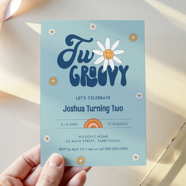 Invitation HIPPIE DAZE Deux Garçon Super 2e anniversaire (Créateur téléchargé)