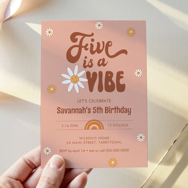 Invitation HIPPIE DAZE Five est Vibe 5e fête d'anniversaire (Créateur téléchargé)