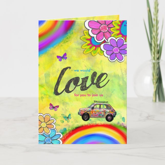 Invitation hippie de colorant de cravate de (Devant)