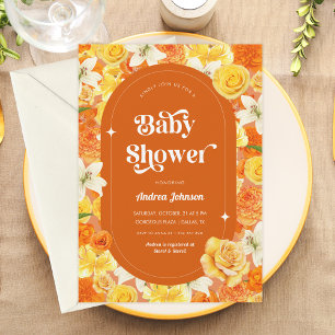 Invitation Hippie Floral Retro Super les années 70 Baby showe