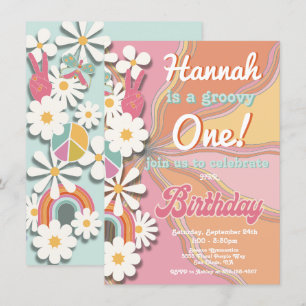 Invitation Hippie Flower Power les années 70 60s Anniversaire