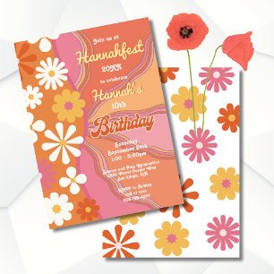 Invitation Hippie Flower Power les années 70 60s fête d'anniv