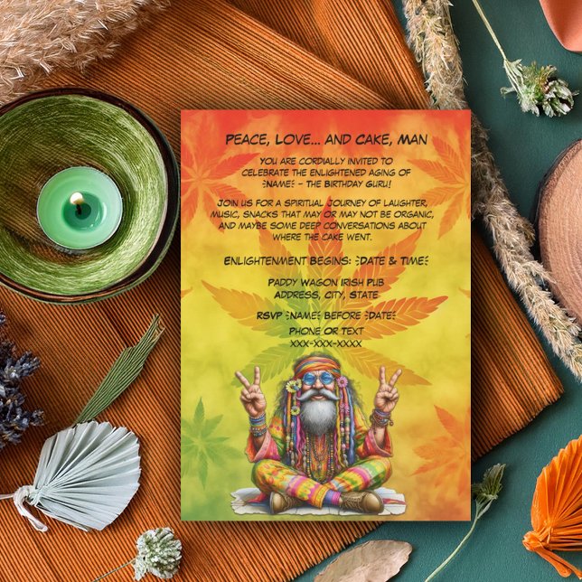 Invitation Hippie Guru Anniversaire (Créateur téléchargé)