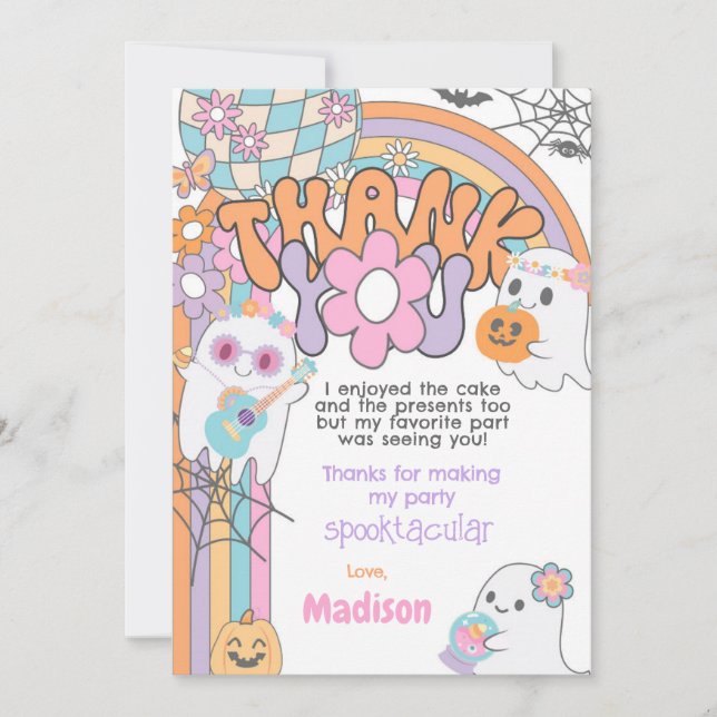 Invitation Hippie Halloween Thank You Card (Devant)