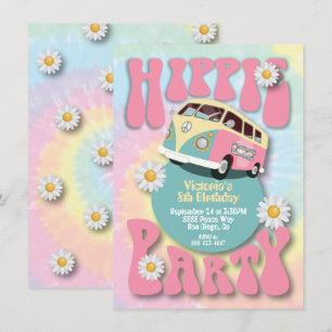 Invitation Hippie Party 1960's 1970