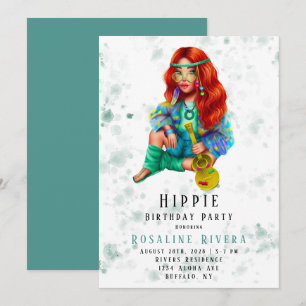 Invitation Hippie Preteen Fille fête d'anniversaire