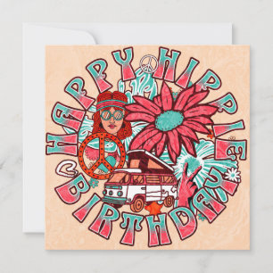 Invitation Hippie Retro couleurs Vintages Anniversaire Invita