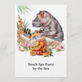 Invitation  Hippo in Bikini Manicure Coastal Beauty beach spa