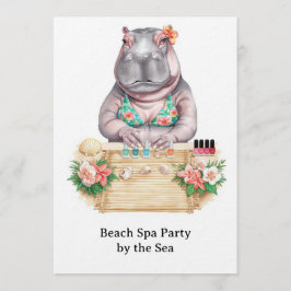 Invitation  Hippo in Bikini Manicure Coastal Beauty beach spa