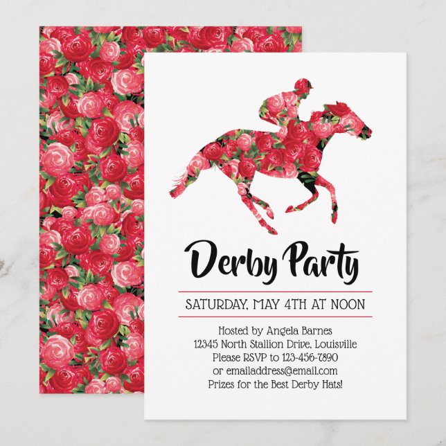 Invitation Hippodrome des Roses rouges du Derby Party (Devant / Derrière)