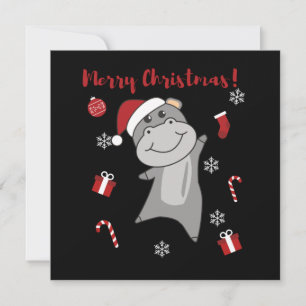 Invitation Hippopotame Joyeux Noël Animaux d'Hiver Hippopotam