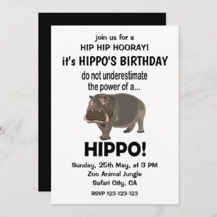 Invitation Hippopotamus Funny mignon Hippo Anniversaire