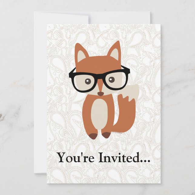 Invitation Hipster Baby Fox avec lunettes (Devant)