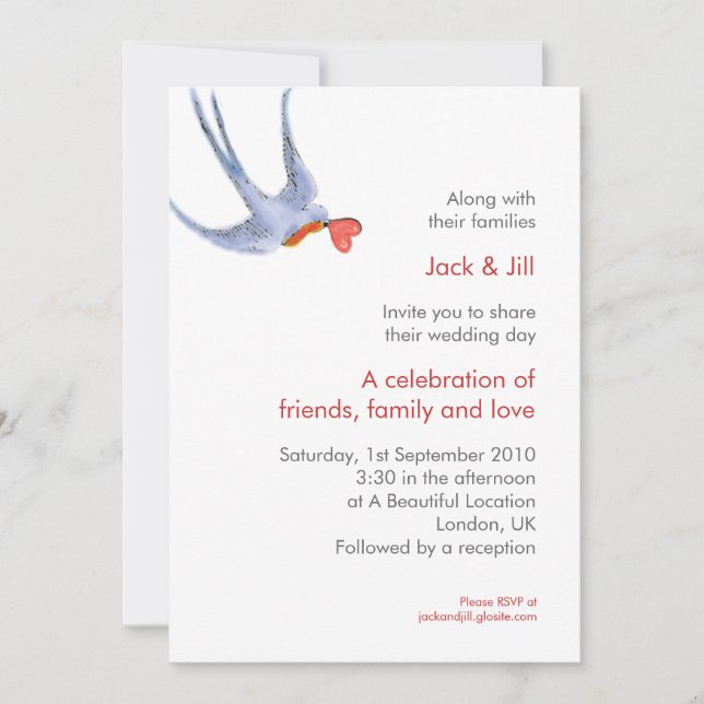 Invitation Hirondelles 5x7 (Devant)