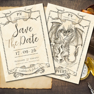 Invitation Histoire d'amour du dragon Sauvez la date Invitati