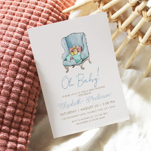 Invitation Histoire de lapin lisant un livre Shower pour bébé