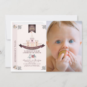 Invitation Histoire de livre rose pour 1er anniversaire