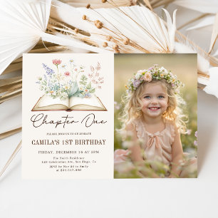 Invitation Histoire florale Un nouveau chapitre Photo d'anniv