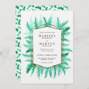 Invitation Hiver à feuillage persistant feuillage aquarelle v