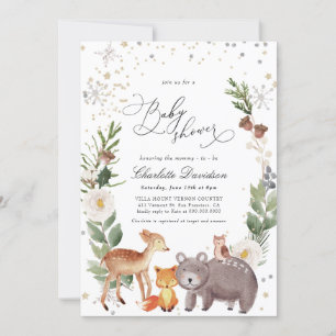 Invitation Hiver Arctique Animaux Baby showers neutres selon 