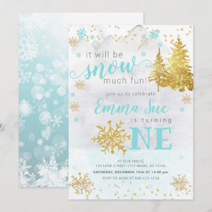 Invitation Hiver Blue Snowflake neige beaucoup de plaisir Ann