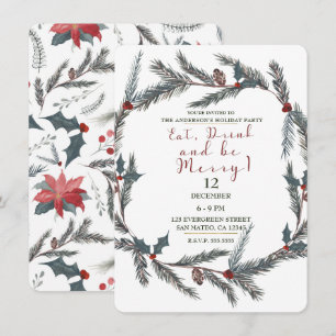 Invitation Hiver Botanique Pin Baie Manger Boire Se Réjouir