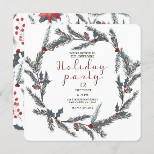 Invitation Hiver Botanique Pine Berry Wreath Fête