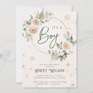 Invitation Hiver C'est un Baby shower Garçon Saupoudrer Vert 
