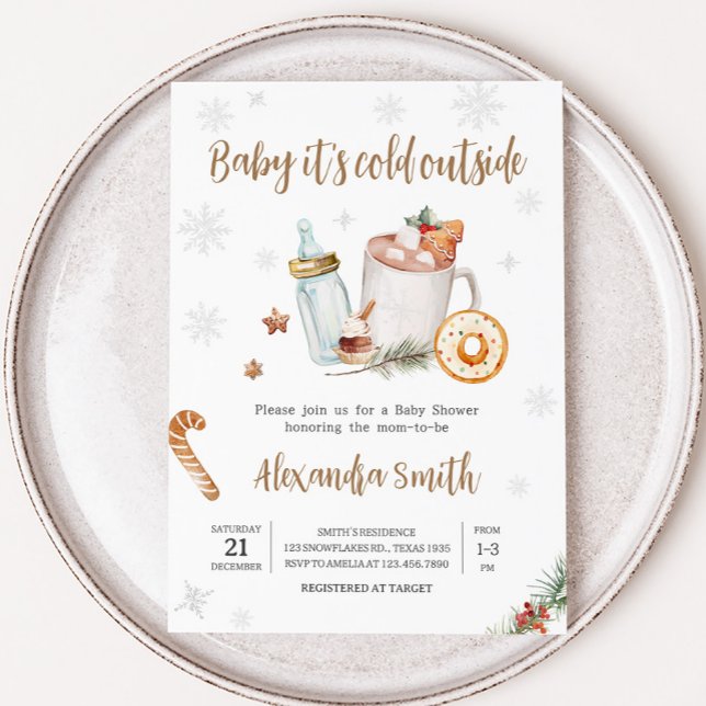 Invitation Hiver Chaud Bébé de cacao Son froid dehors Baby sh (Baby Its Cold Outside Baby Shower Invitation)