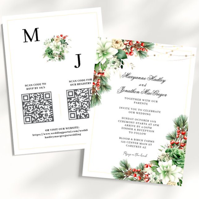 Invitation Hiver Elegant QR Code Mariage (Créateur téléchargé)