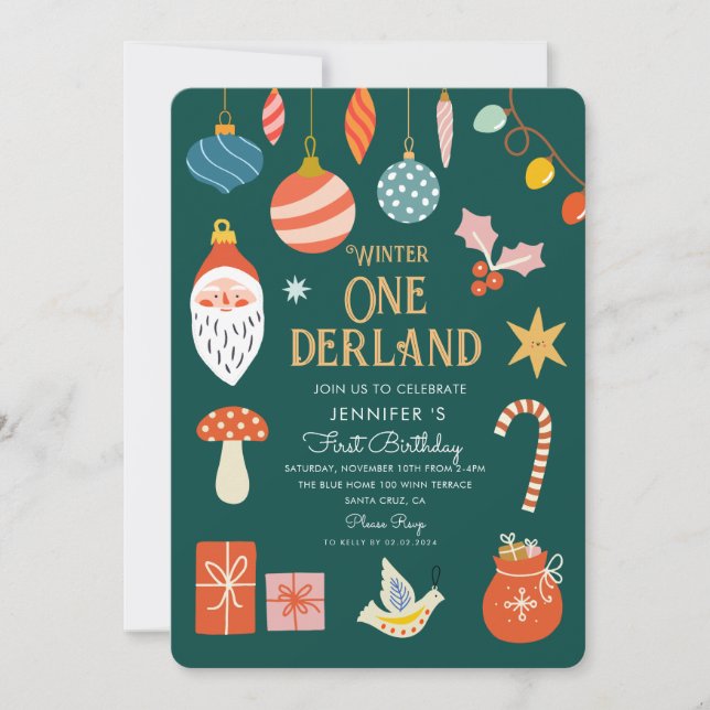 Invitation Hiver Fête de l'Onederland Premier anniversaire (Devant)