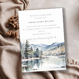 Invitation Hiver Fête des mariées paysagère du lac de la neig