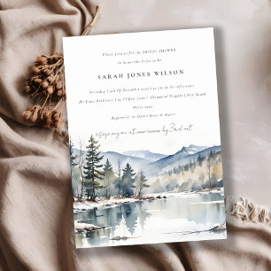 Invitation Hiver Fête des mariées paysagère du lac de la neig