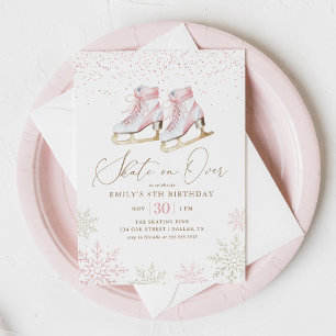 Invitation Hiver Fille de patinage sur glace Anniversaire