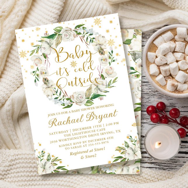 Invitation Hiver Floral Baby Son froid Baby shower extérieur (Créateur téléchargé)