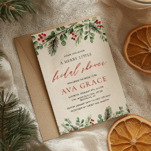 Invitation Hiver Floral Joyeux Petit Noël Fête des mariées