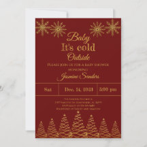 Hiver Gold et Bourgogne Snowflake Baby shower Inv