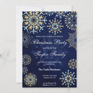 Invitation Hiver Gold Marine Aquarelle Neige Noël fête I