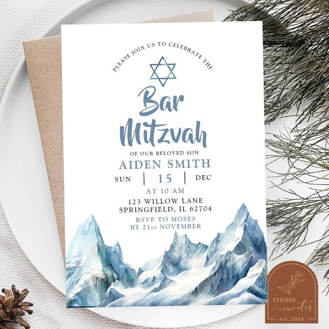 Invitation Hiver Iceberg Mountain Bar Mitzvah (Créateur téléchargé)