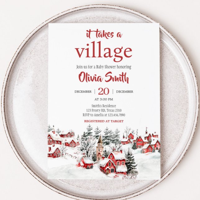 Invitation Hiver Il faut un Baby shower de village (It Take a Village Baby Shower Invitation)