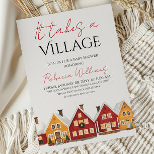 Invitation Hiver Il Faut Un Village Neutre Baby shower