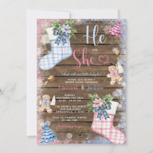 Invitation Hiver Il ou Elle Chaussettes Pain D'Épice Révéler 