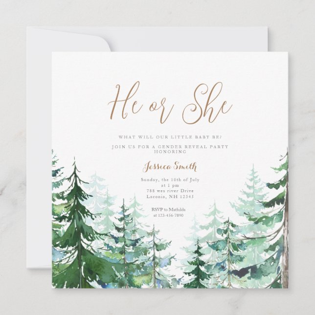 Invitation Hiver Il ou Elle Genre Reveillez Forêt (Devant)