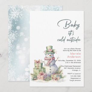 Invitation Hiver Joyeux Noël Snowman Aquarelle Baby Sho