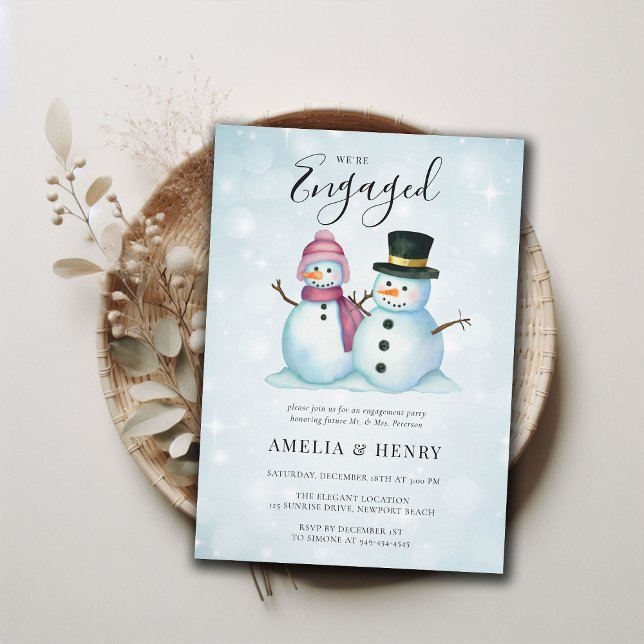 Invitation Hiver M. Mme Snowman Funny Mignonne Partie d'engag (winter engagement party mr mrs snowman funny cute invitation casual relaxed coed invitation)