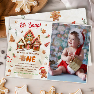 Invitation Hiver Maison pain d'épices Noël 1er anniversaire