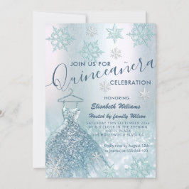 Invitation Hiver merveilleux bleu robe gliterie ombre
