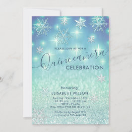 Invitation Hiver merveilleux flocons de neige parties scintil